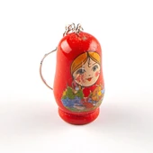 Ahşap Matruşka Bebek Anahtarlık Kırmızı thumbnail 2