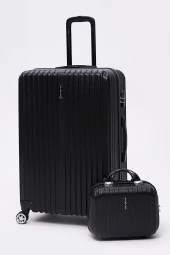 2'li Valiz Seti Elatae Valiz Büyük Boy ve Makyaj Siyah 2'li Set thumbnail 1