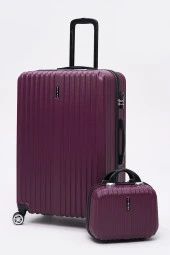 2'li Valiz Seti Elatae Valiz Büyük Boy ve Makyaj Mor 2'li Set thumbnail 1