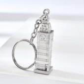 Gümüş 3D Big Ben Metal Anahtarlık İngiltere Londra Saat Kulesi - 2