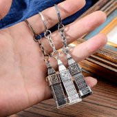 Gümüş 3D Big Ben Metal Anahtarlık İngiltere Londra Saat Kulesi - 4
