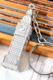 Gümüş 3D Big Ben Metal Anahtarlık İngiltere Londra Saat Kulesi - 8