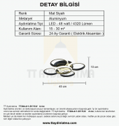 TT Aydınlatma TT304-4+1-SY YUVARLAK  Mat Siyah Plofonyer 5 li Led - 4