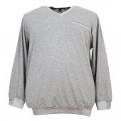 Erkek Büyük Beden Battal Boy V Yaka Likralı Mevsimlik Sweat Sax Mavi - 2