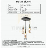 TT Aydınlatma TT023-3Y-SY-ESK Eskitme 3'lü Damla Modeli Yuvarlak Avize - 3