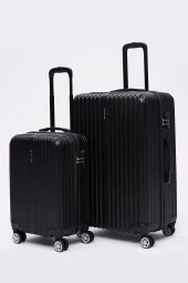 3'lü Valiz Seti Elatae Valiz Büyük - Kabin Boy ve Makyaj Siyah 1020 thumbnail 4