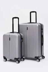 3'lü Valiz Seti Elatae Valiz Büyük - Kabin Boy ve Makyaj Gri 1020 thumbnail 4