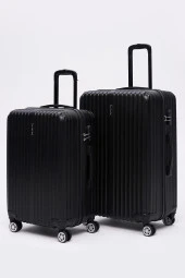 3'lü Valiz Seti Elatae Valiz Büyük - Orta Boy ve Makyaj Siyah 1020 thumbnail 4