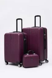 3'lü Valiz Seti Elatae Valiz Büyük - Orta Boy ve Makyaj Mor 1020 thumbnail 1