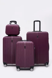 4'lü Valiz Seti Elatae Valiz Büyük - Orta - Kabin Boy ve Makyaj Mor 1020 thumbnail 1