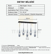 TT Aydınlatma TT023-5S-SY-KR  Krom 5 li Damla Modeli Sıralı Avize thumbnail 4
