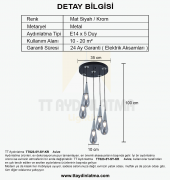 TT Aydınlatma TT023-5Y-SY-KR  Krom 5 li Damla Modeli Avize - 4