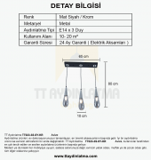 TT Aydınlatma TT023-3S-SY-KR  Krom 3 lü Damla Modeli Sıralı Avize - 3