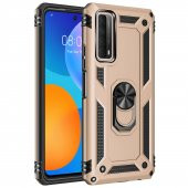 Huawei P Smart 2021 Kılıf Vega Yüzüklü Standlı Silikon + 5D Tam Ekran Cam - 5