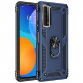 Huawei P Smart 2021 Kılıf Vega Yüzüklü Standlı Silikon + 5D Tam Ekran Cam - 8