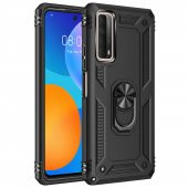 Huawei P Smart 2021 Kılıf Vega Yüzüklü Standlı Silikon + 5D Tam Ekran Cam - 9