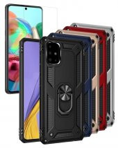 Samsung Galaxy A51 Kılıf Vega Yüzüklü Standlı Silikon + Nano Cam thumbnail 1