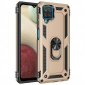 Samsung Galaxy A12 Kılıf Vega Yüzüklü Standlı Silikon + Nano Ekran Koruyucu - 4
