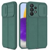 Samsung Galaxy A52 Kılıf Kamera Korumalı Deri Dokulu + 5d Nano Ekran Koruyucu - 5