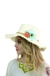 Geniş Kenarlı Hasır Şapka 1414 thumbnail 3