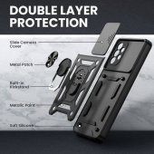 Xiaomi Redmi Note 8 Pro Kılıf Yüzüklü Standlı Kamera Korumalı + Ekran Koruyucu Nano Cam - 4