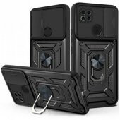 Xiaomi Redmi 9C Kılıf Silikon Yüzüklü Standlı Kamera Korumalı +5D Cam - 6