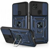 Xiaomi Redmi 9C Kılıf Silikon Yüzüklü Standlı Kamera Korumalı +5D Cam - 8