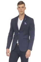 CEKMON Erkek Düğmeli İçi Astarlı Düz Renk Blazer Klasik Ceket - 5
