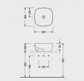 Serel 46x46 xm Tezgah Üstü Çanak Lavabo Batarya Deliksiz 3050DXS110H - 2