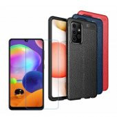 Samsung Galaxy A13 4G Kılıf Silikon Niss Deri Görünümlü + Temperli Kırılmaz Cam - 1