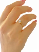 8 Ayar Altın Zirkon Tek Taş 5 mm Yüzük - 1