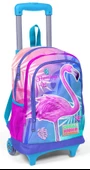 Coral High Mavi Flamingo Kız Çocuk Çekçek Çanta Seti - Işıklı Tekerlekler - 2