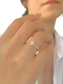 8 Ayar Minik Dört Taş Zirkon Altın Yüzük thumbnail 1