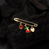 Kiraz & Kalp Altın Çengelli İğne thumbnail 2