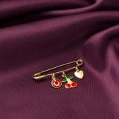 Kiraz & Kalp Altın Çengelli İğne thumbnail 4