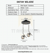 TT Aydınlatma TT019-2Y-SY-ESK  Mat Siyah - Eskitme 2 li Dirsek Kol - 4