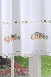 Ajurlu Dantelli Yaprak Nakışlı Fon Perde  Beyaz 150 x 100 - 2
