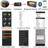 ELM327 OBD2 V2.1 Bluetooth Gelişmiş Araç Tarayıcı Araç Oto Arıza - 8