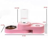 Miapet Köşeli Ayarlanabilir Hazneli Çelik Taslı Kedi-Köpek Mama Ve Su Kabı Seti 1000ml Pembe - 2