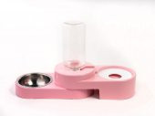 Miapet Köşeli Ayarlanabilir Hazneli Çelik Taslı Kedi-Köpek Mama Ve Su Kabı Seti 1000ml Pembe - 4