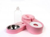 Miapet Köşeli Ayarlanabilir Hazneli Çelik Taslı Kedi-Köpek Mama Ve Su Kabı Seti 1000ml Pembe - 7