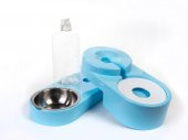 Miapet Köşeli Ayarlanabilir Hazneli Çelik Taslı Kedi-Köpek Mama Ve Su Kabı Seti 1000Ml Turkuaz - 6