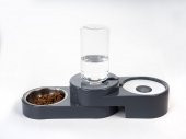 Miapet Köşeli Ayarlanabilir Hazneli Çelik Taslı Kedi-Köpek Mama Ve Su Kabı Seti 1000Ml Gri - 4