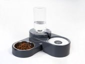 Miapet Köşeli Ayarlanabilir Hazneli Çelik Taslı Kedi-Köpek Mama Ve Su Kabı Seti 1000Ml Gri - 5