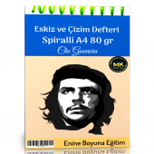 Che Guevera Temalı Eskiz ve Çizim Defteri Kraft Spiralli 100 Sayfa A4 80 gr - 1
