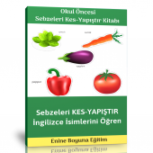 Okul Öncesi Sebzeleri Kes Yapıştır Etkinlik Kitabı - 1