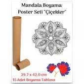Mandala Poster Tablosu Çiçekler 15 Adet (30 cm x42 cm) - 1