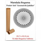 Mandala Poster Tablosu Geometrik Şekiller 15 Adet (30 cm x42 cm) - 1