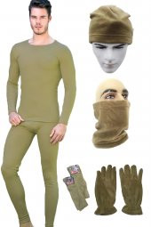 Askeri Termal Nano İçlik Takımı - Polar Bere Boyunluk Eldiven Çorap Seti - Asker Malzemeleri - 5