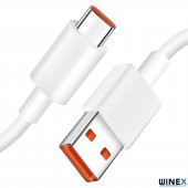Winex 6A 100W UsbA to Type-C Hızlı Data ve Şarj Kablosu Beyaz - 2